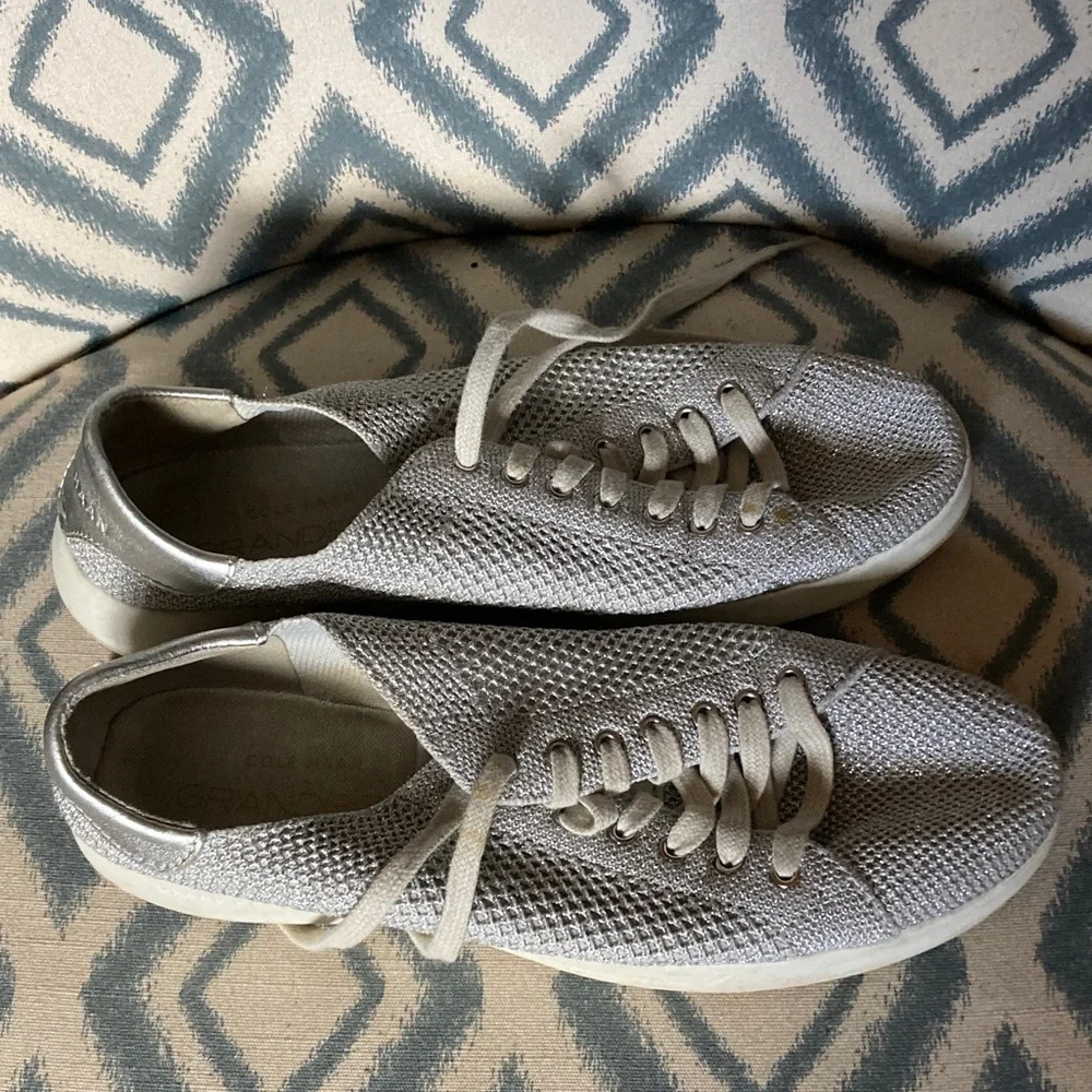 Cole Haan Gray Knit Lace-Up Women’s Casual Sneakers